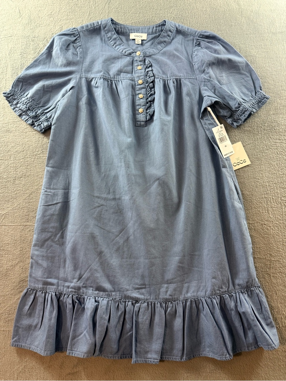 cece blue dress Women’s' Light Ruffle Hem Size:80